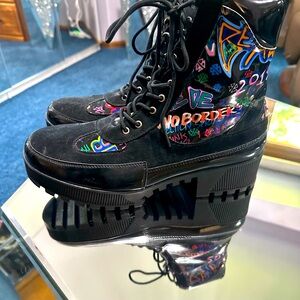 Cape Robbin Black Multicolor Heeled Boots